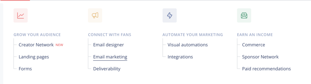 ConvertKit vs TinyEmail : ConvertKit Features